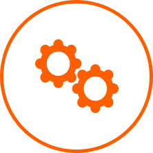 Icon depicting two gears togethor representing interactivity.